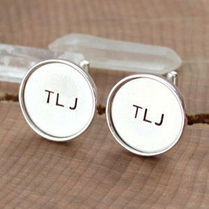 Personalized Cuff Links, Custom Initial Cuff Links, Monogram Cuff links, Groom Gift, Groomsmen Gift, Men's Suit Accessory  - Sterling Silver