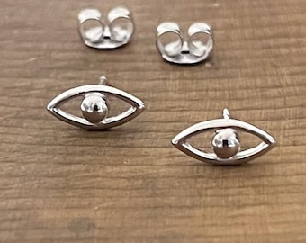 Sterling Silver Evil Eye Earrings - Evil Eye Stud Earrings