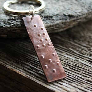 Personalized Braille Secret Message Keychain, Rustic Copper, Unisex Gift image 4