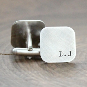 Personalized Cuff Links, Sterling Silver Cuff Links, Monogramed Cuff Links, Custom Links, Hand Stamped, Custom Men's Gift Douglas Links image 1