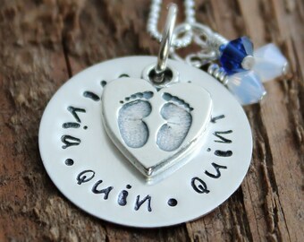 Personalized Lovely Family Necklace - Hand Stamped Sterling Silver, Children's Names, Mommy Necklace