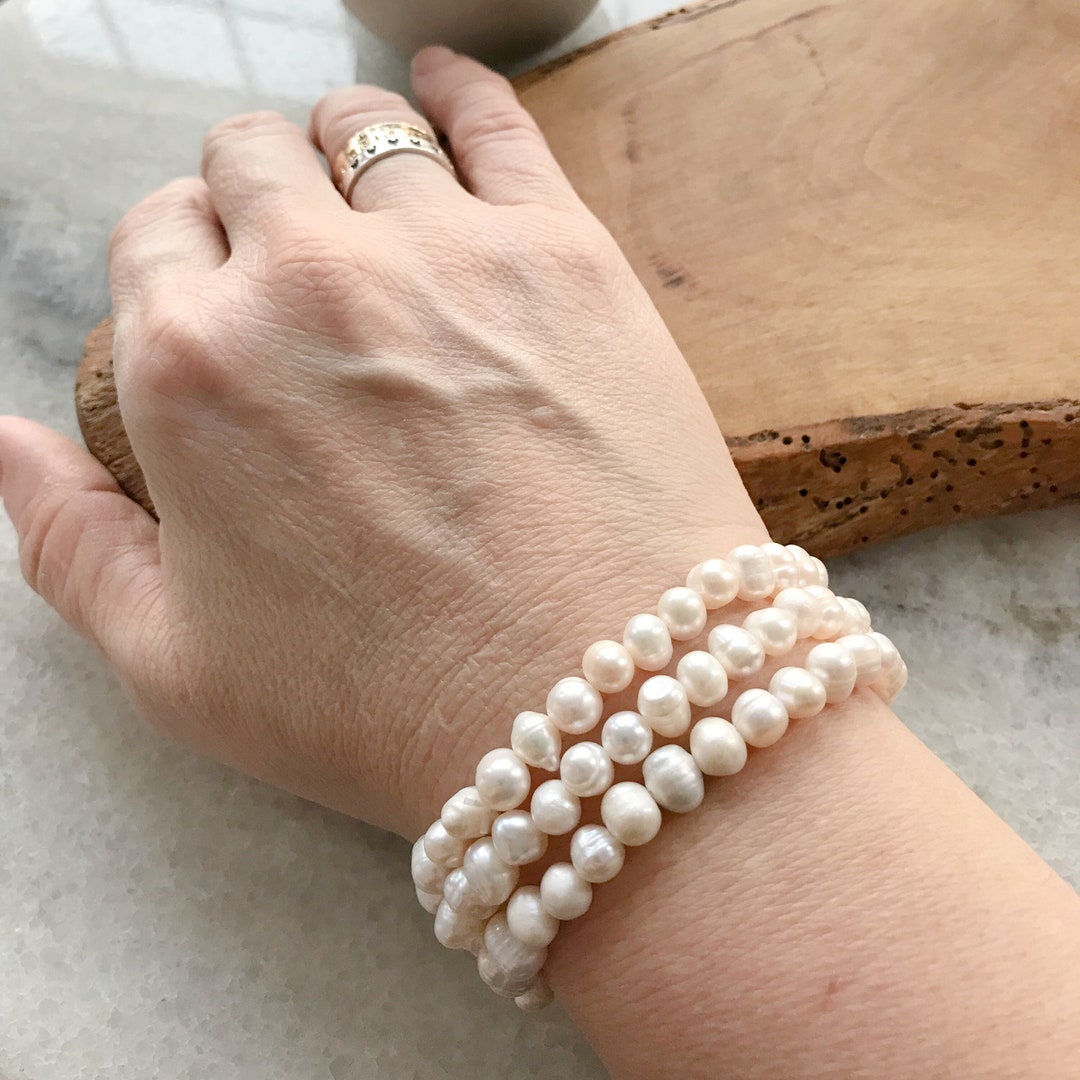 淡水パールブレスレット、クラシックパールブレスレット - Etsy 日本