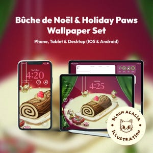 Bûche de Noël & Holiday Paws Wallpaper Set