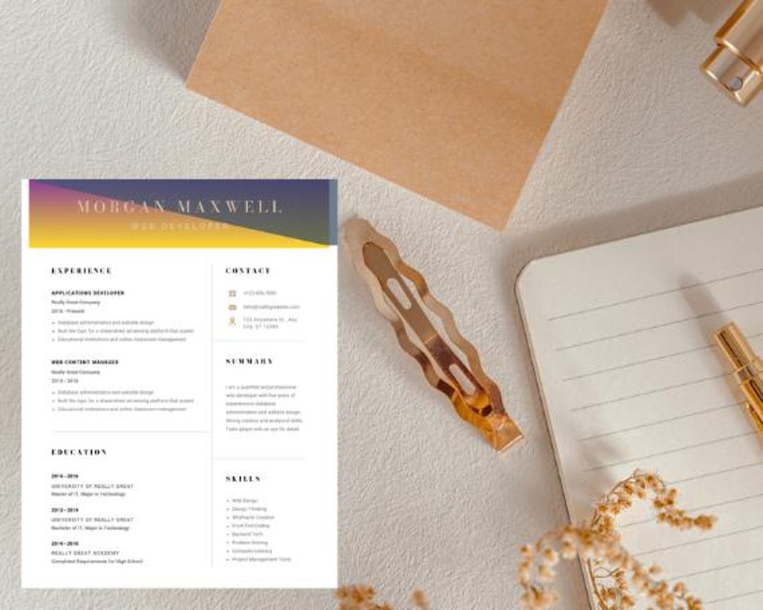 Creative Modern Canva Resume Template | Editable CV With Photo + Cover ...