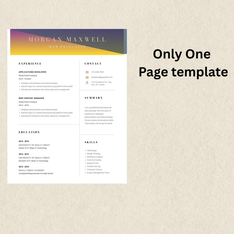 Creative Modern Canva Resume Template | Editable CV With Photo + Cover ...