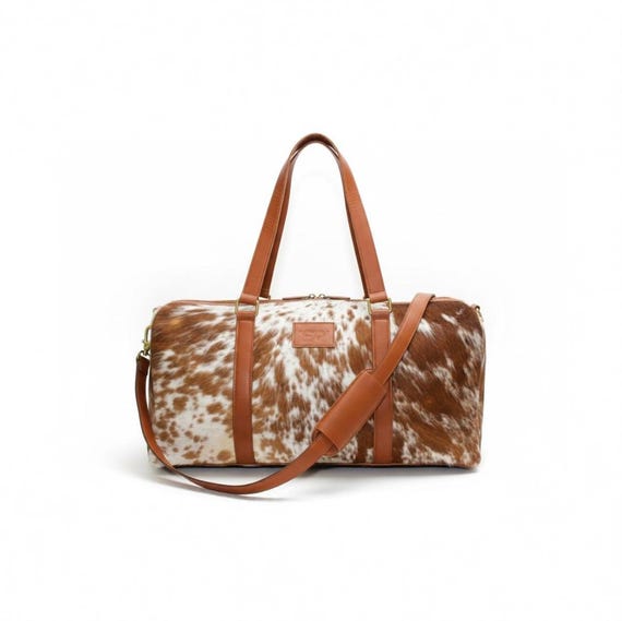 Handmade Hair On Cowhide Leather Duffel Bag | Western Travel Weekender