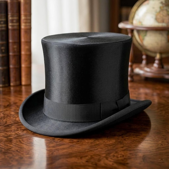 Silk Top Hat for Men, Victorian Style Formal Hat, Classic Magician Hat, Gothic Costume Hat, Steampunk Topper Hat, Wedding & Theater Hat