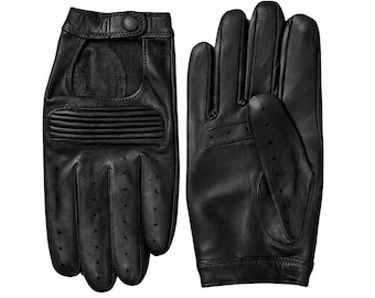 Black Leather Driving Gloves for Men | Genuine Leather Driving Gloves | Handmade Classic Car Gloves | Gift for Him