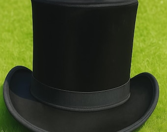Sombrero de copa de seda negra, sombrero de cosplay steampunk victoriano hecho a mano, traje formal gótico