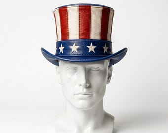 Uncle Sam Top Hat USA Patriotic Hat, American Flag Hat, 4th of July Costume Hat, Red White Blue Hat, Independence Day Party Hat