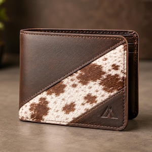 Personalized Cowhide Wallet for Men, Custom Name Hair On Hide Leather Bifold Wallet, Handmade Western Cowboy Wallet, Genuine Leather Wallet