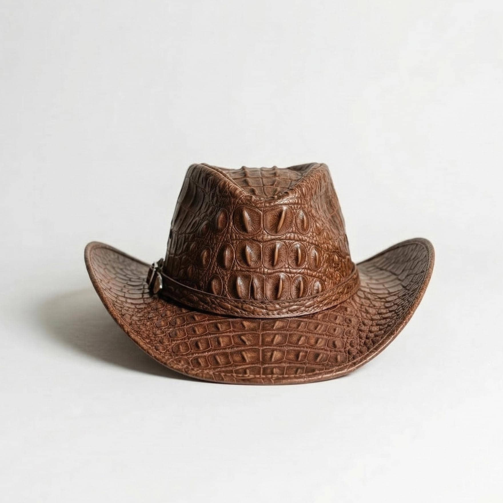 Crocodile Embossed Leather Cowboy Hat - Western Crocodile Texture Hat, Handmade Ranch Cowboy Hat, Classic Western Hat, Unisex Cowboy Hat