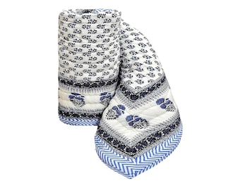 Floral Hand Block Print Cotton Quilt, Twin Size, Reversible Razai
