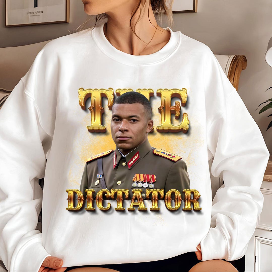 kylian-mbappe-dictator-meme-sweatshirt-retro-bootleg-soccer-hoodie