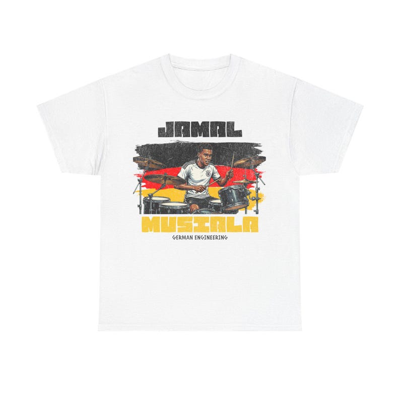 ジャマル・ムシアラ グラフィックTシャツ ドイツ、フットボールドラマーTシャツ、ドイツエンジニアリングシャツ、サッカーファンギフト ユニセックス オーバーサイズ ストリートウェア 画像 3