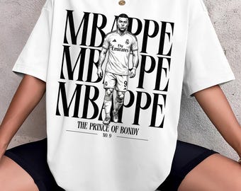 Camiseta estampada de Kylian Mbappé, camiseta para aficionados al fútbol, camiseta unisex de estilo urbano de talla grande.
