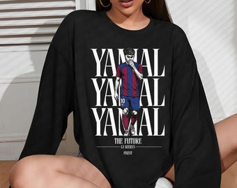 Felpa girocollo Lamine Yamal Barcelona Football, pullover La Masia Future Graphic