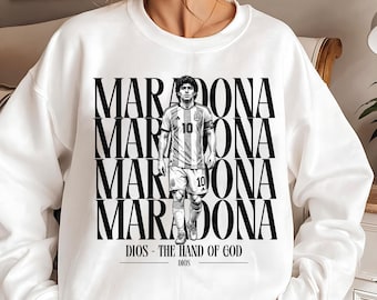 Diego Maradona Sweatshirt, Argentina Legend Crewneck, Hand of God Graphic Pullover, Vintage Soccer Icon Unisex Oversized Streetwear