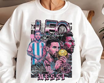 Lionel Messi Graphic Sweatshirt Retro Football Art Shirt Messi Fan Gift Streetwear Soccer Lover Pullover Unisex Trendy Outfit