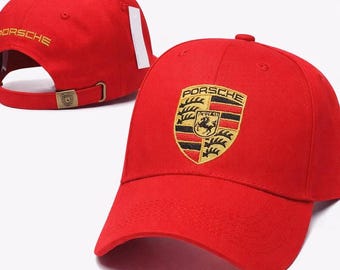 Porsche Baseball Cap: Red Embroidered Logo, Adjustable Fit
