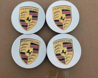 Porsche Wheel Center Hub Caps 76mm Silver OEM Style Set of 4 – Replacement Rim Center Caps for 911, Cayenne, Panamera, Macan