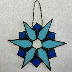 Stained Glass Blue Star Ornament