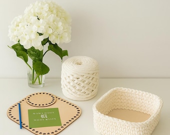 Crochet Basket Set DIY, Basket Weaving Kit, Chunky Knit Kit, Beginner Crochet Kit, Yarn Kit, Storage Basket Organizer