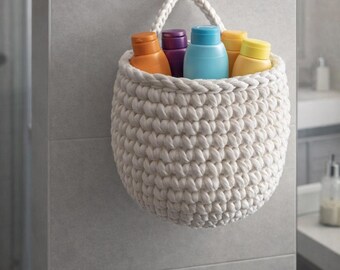 Wall Storage Basket, Woven Hanging Organizer For Bathroom Or Kitchen, Boho Farmhouse Home Decor, Wall Home Organizer