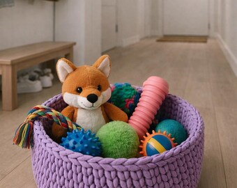 Panier de rangement pour jouets pour animaux de compagnie, Petite boîte à jouets pour chien en corde tressée, Récipient de rangement pour jouets, Organiseur d'accessoires pour chien, Cadeau pour chien