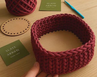 Handmade Basket DIY Crochet Kit, Chunky Knit Craft Kit With Storage Box, Easy Pattern For Beginners