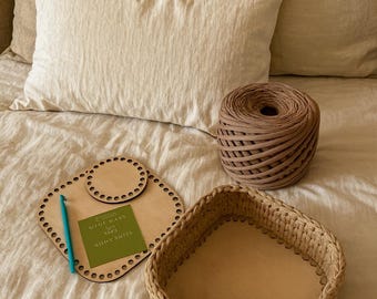 DIY Crochet Basket Kit For Adults, Basket Weaving Kit, Chunky Yarn Kit, Knitting Kit, Beginner Craft Kit, Storage Basket