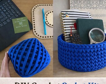 Kit gehaakte mand DIY, kit voor het maken van opbergmanden, haakset voor beginners, handgemaakte benodigdheden voor garenmand
