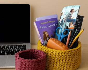 Bathroom Storage Basket, Crochet Makeup Organizer, Woven Basket, Makeup Holder, Desk Organizer, Home Improvement, Christmas Gift Idea