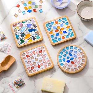 Stjärnhimmel-underlägg DIY-kit, målat glasmosaik kalejdoskop med lutning, solfångare-pysselgåva