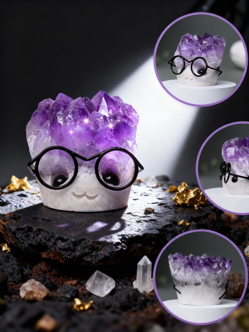 Amethyst Crystal Study Buddy Smiling Scholar With Glasses Healing ...