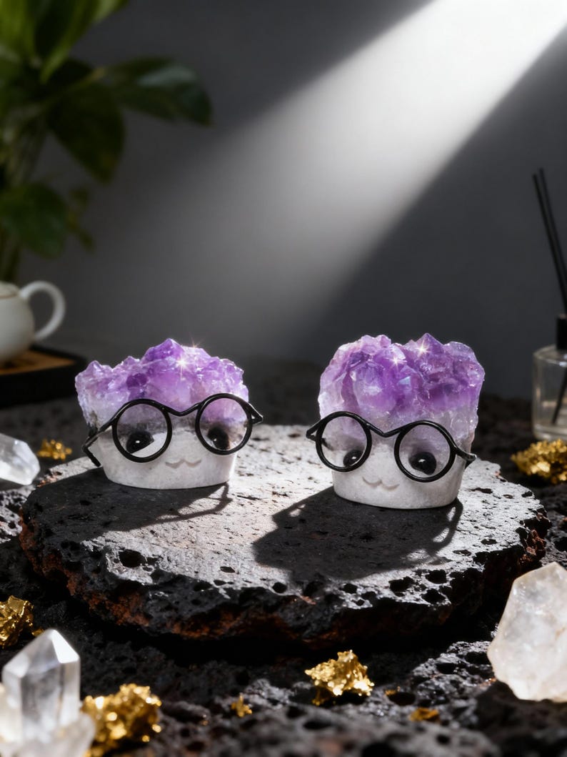 Amethyst Crystal Study Buddy Smiling Scholar With Glasses Healing ...