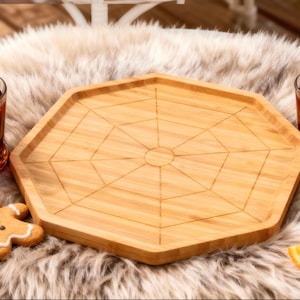 Spinnenweb charcuteriebord | Bamboe dienblad 10 x 9 inch | Halloween-kaasplankje | Cadeau voor feestsnacks en snoepdisplay