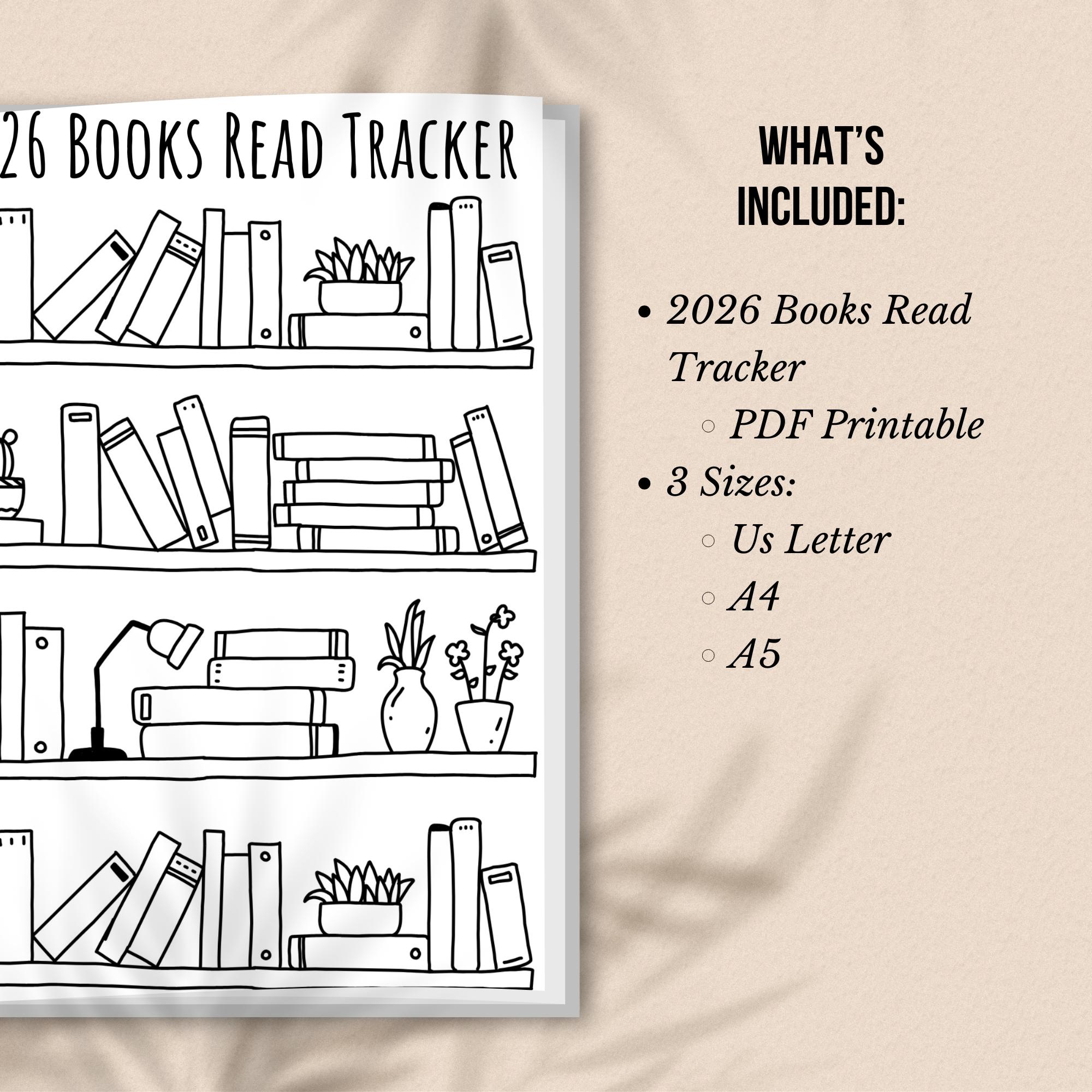 2026 Bookshelf Reading Tracker, Printable Book Log (digital Download ...