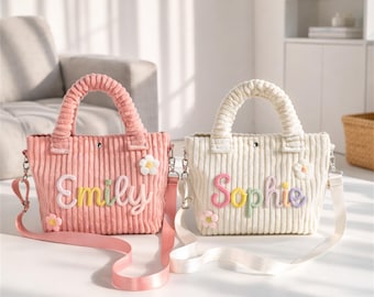 Personalized Handbags, Toddler Handbag, Handmade Corduroy Handbag, Toddler Gift, Back To School Gift, Travel Crossbody Bag, Baby Shower Gift