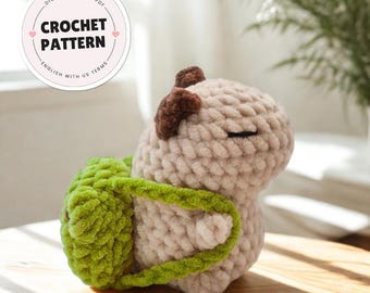 Mizu, a Capivara – Padrão de Crochê em PDF | Padrão de Amigurumi de Animal | Instruções para Mochila de Sapo Inclusas