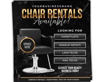 Salon Chair Rental Flyer Template, Salon Suite Instagram Post, Beauty Suite Social Media Canva Template