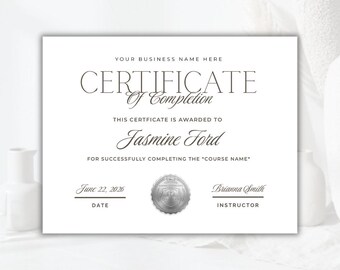 Certificate of Completion Template, Lash Training Certificate, Beauty Certificate, Nails Certificate, Certificate Editable Canva Template