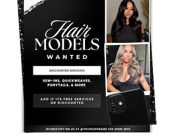 Hairstylist Model Casting Call Flyer Template, Beauty Business Canva Editable Flyer, Hair Model Call Instagram Post, Salon Marketing Templat