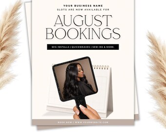 Editable Hairstylist Flyer Template September Bookings Open, Hair Salon Flyer, Beauty Salon Post, Hair Business Instagram Flyer, Wig Install