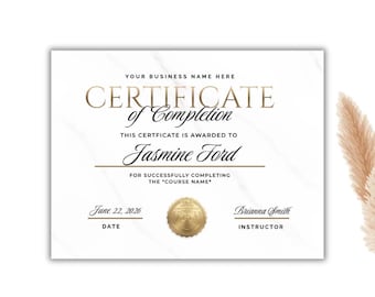 Certificate of Completion Template, Lash Training Certificate, Beauty Certificate, Nails Certificate, Certificate Editable Canva Template