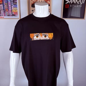 Thunder Peek Oversize T-Shirt | Embroidered Lightning-Inspired Anime Eye Panel | Japanese Streetwear for Anime Fans