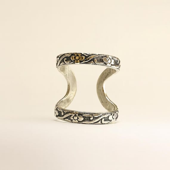 Sterling Silver Swan Neck Splint Ring, Arthritis Finger Support, Rheumatoid Splint, Floral Silver Ring for Joint Pain, Trigger Finger Ring