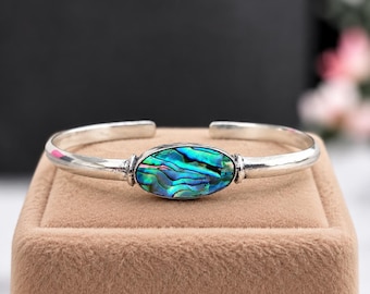 Handgefertigtes Armband aus Sterlingsilber mit Abalone-Muschel – Boho-Schmuck mit Meeresmotiv