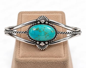 Kingman Türkis Armreif aus Sterlingsilber, Armreif im Südwest-Stil