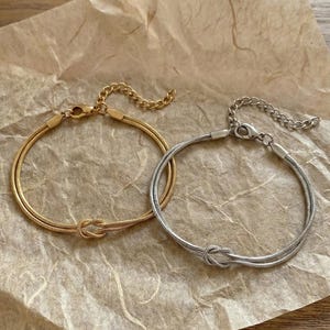 Pulseras de pareja a juego, cadena de serpiente con nudo de amor, conjunto de joyas para él y para ella, pulsera de promesa para novio o novia, regalo de relación